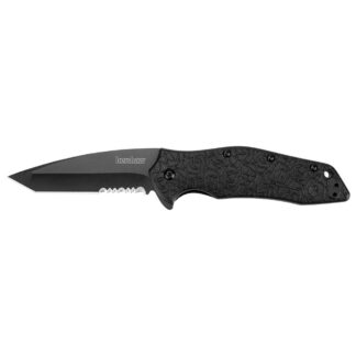 Kershaw Kuro Folding Knife 3-1/10in Partially Serrated American Tanto Black