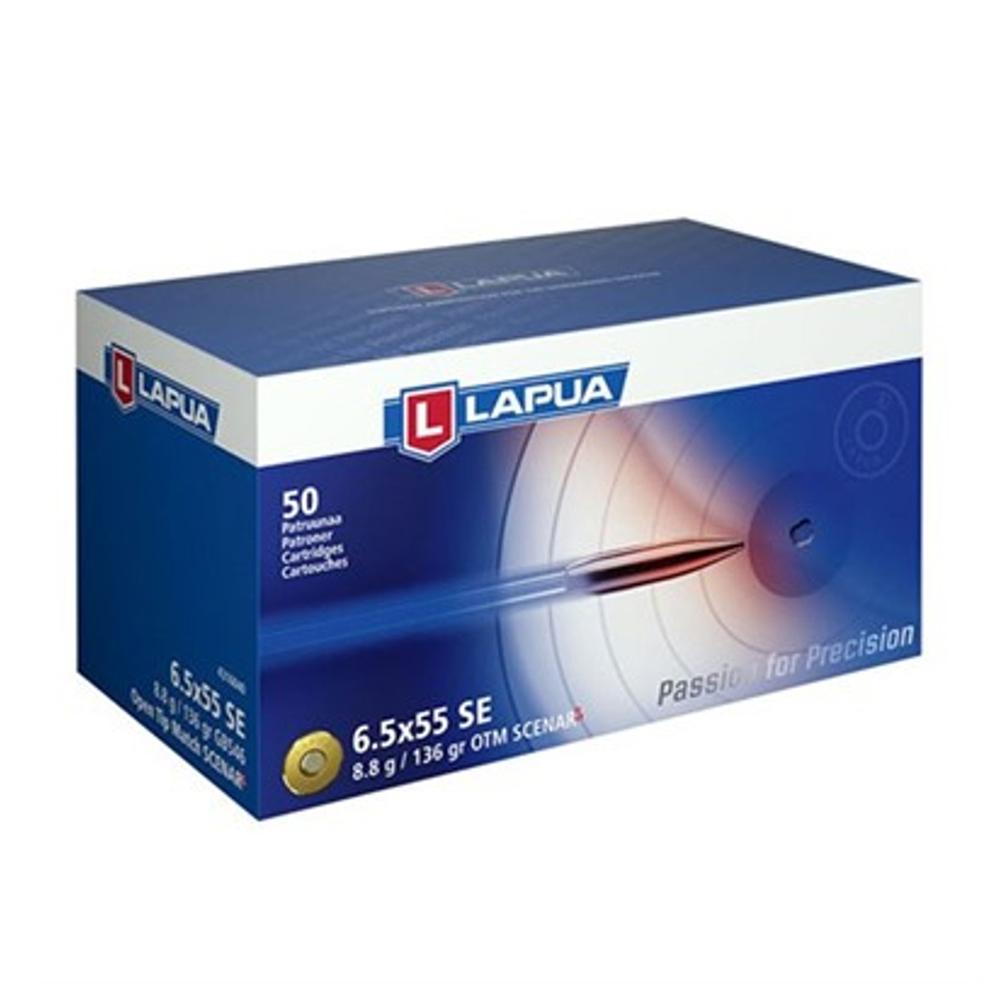 Lapua 6.5x55 Swede 136 gr Scenar-L OTM Ammo, 50 Rounds