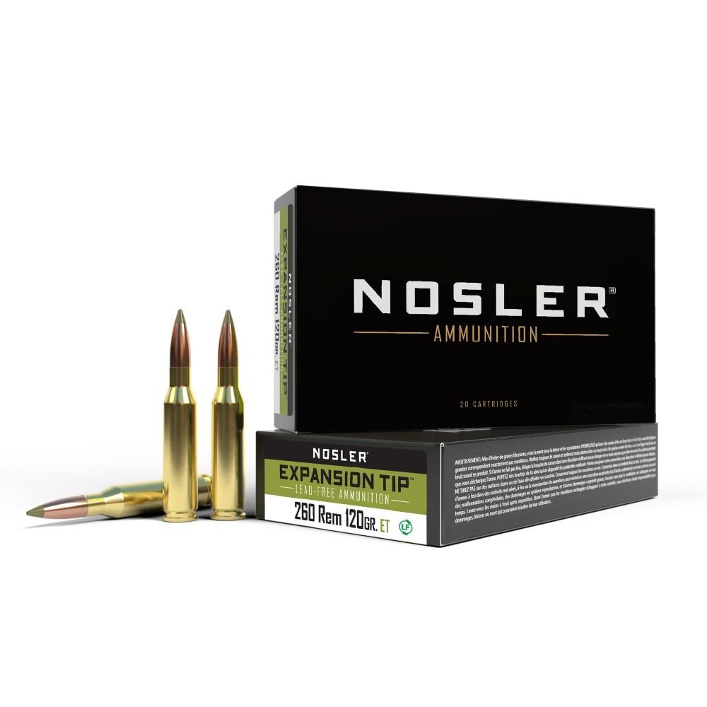 Nosler E-Tip 260 Rem 120gr Spitzer Lead-Free Rifle Ammunition, 2750 fps