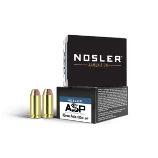 Nosler Assured Stopping Power 10mm 180-Grain Jacketed Hollow Point, 20 Rounds Per Box