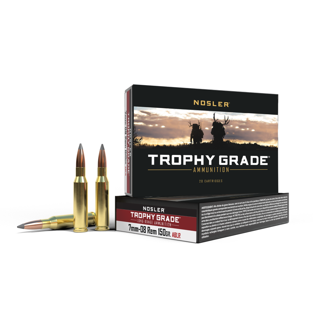 Nosler AccuBond Long Range 7mm-08 Rem 150 gr Spitzer, Trophy Grade, White Polymer Tip, 20-Round Box