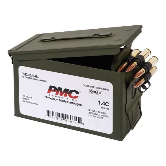 PMC .50 BMG 660gr FMJ-BT Linked Bronze 100 Rounds