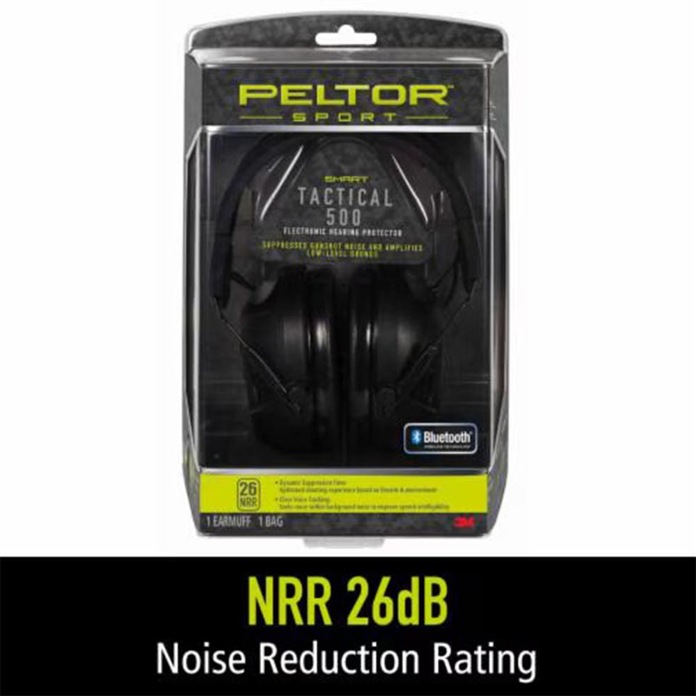 3M Peltor Sport Tactical 500 Electronic Ear Muffs, NRR 26 dB, Black
