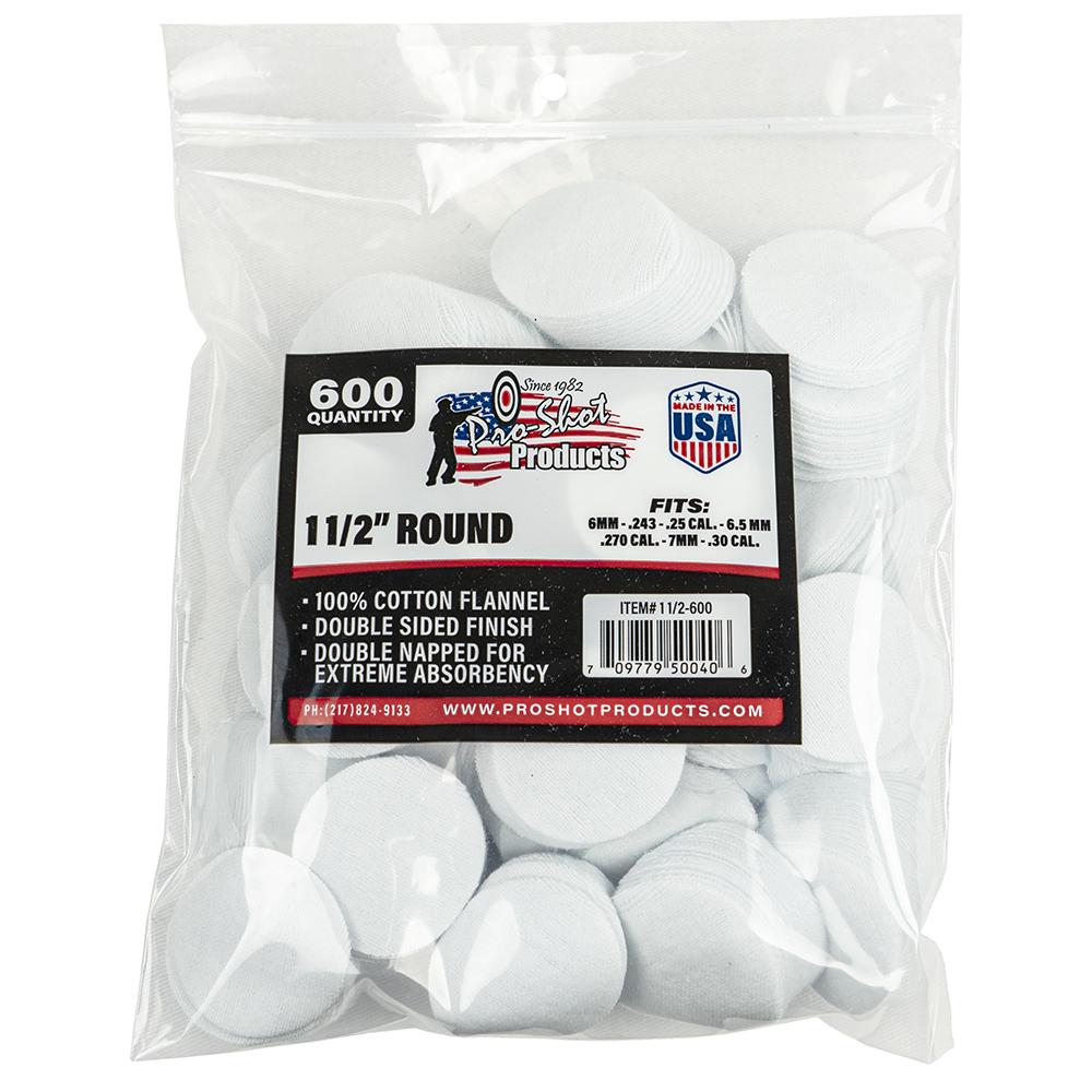 Pro-Shot 1-1/2 in Round Cotton Flannel Cleaning Patches, 600 Count (6mm-.30 Cal)