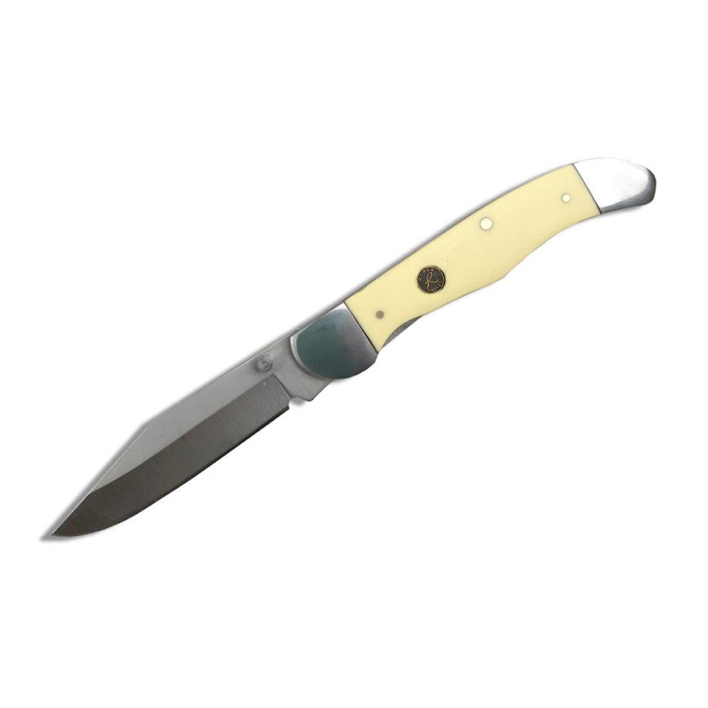 Rock Ridge Outdoors Roper Liner Lock Folding Knife 3 in Clip Point Blade, Delrin, Cream Yellow