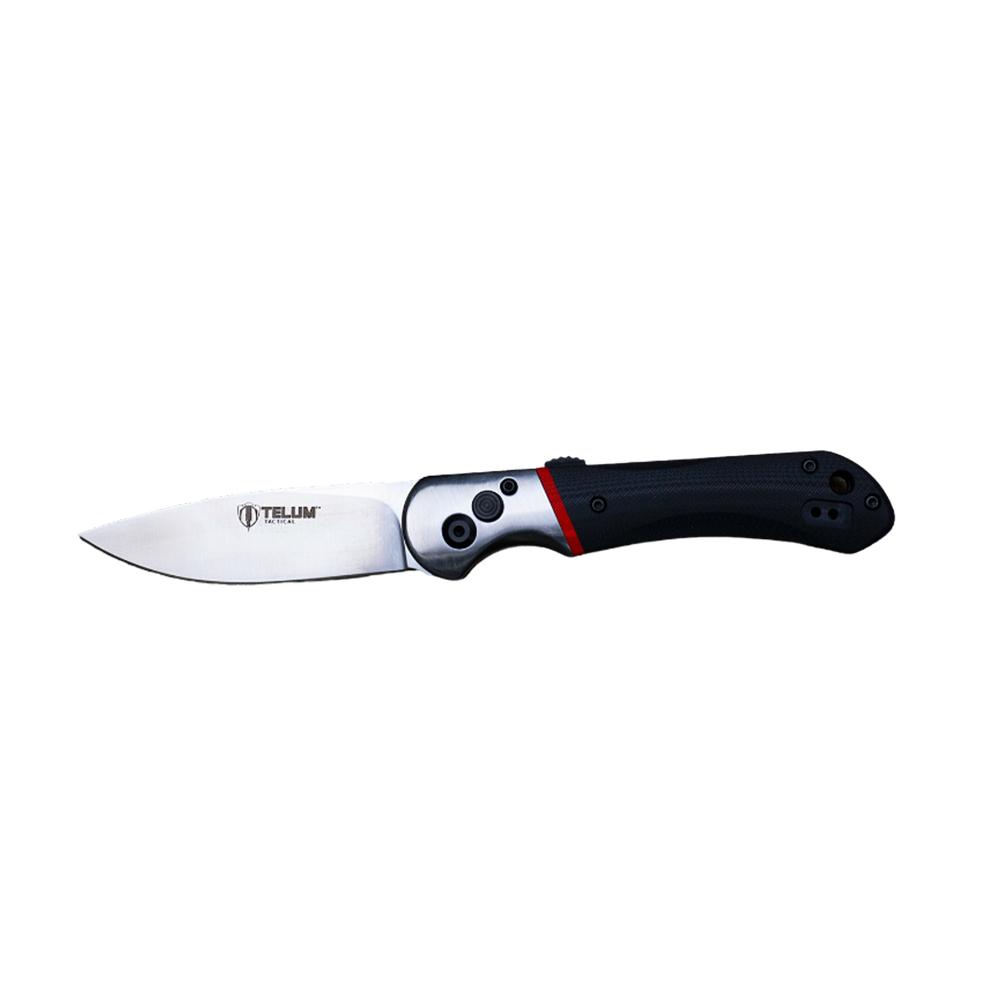 Rock Ridge Outdoors Telum Tremor Push-Button Automatic Knife, 3.5 in S35V Satin Blade, Black G10