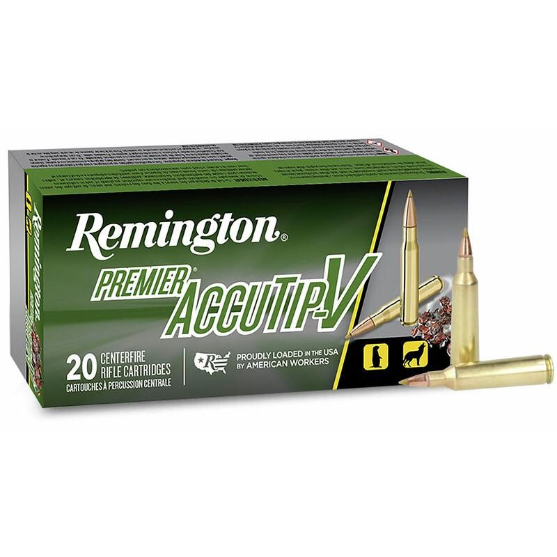 Remington Premier AccuTip Varmint .22-250 Rem 50 Gr AccuTip-V Polymer Tip Boat Tail, 20 Rounds