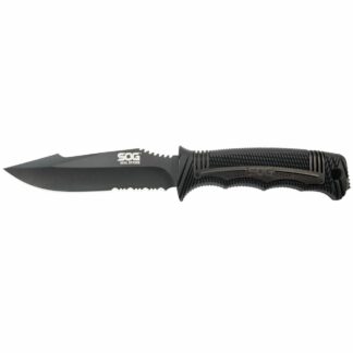 SOG SEAL Strike 4.9" Partially Serrated Clip Point Knife, Black