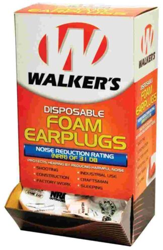 Walkers Game Ear Foam Ear Plugs 200 Pair Box, Inside the Ear, Orange