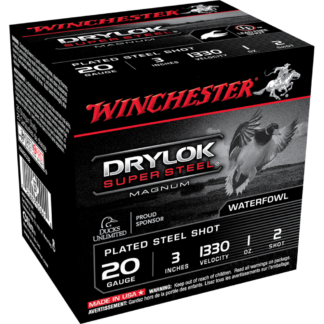 Winchester Super-X Drylok Super Steel 20 Gauge 3 in 1 oz #2 Plated Steel Shot 25/Box