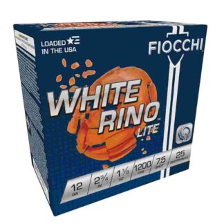Fiocchi White Rhino Lite 12 Gauge 2-3/4" 1-1/8 oz #7.5 Shot, Reduced Recoil 25 Rounds