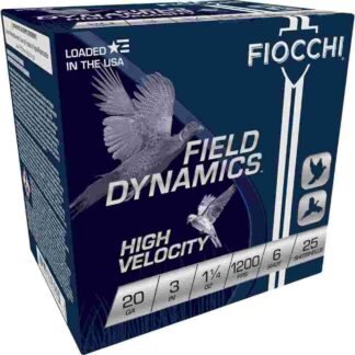 Fiocchi Field Dynamics 20 Gauge 3 in 1-1/4 oz #6 Lead Shot Shells, 25 Rounds