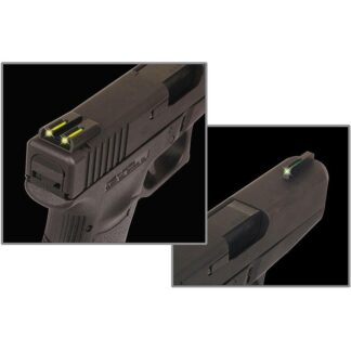 Truglo TG131GT1B Brite-Site TFO Fiber Optic Front/Rear Low Sights for Glock 42/43/43X/48 (Green/Yellow)
