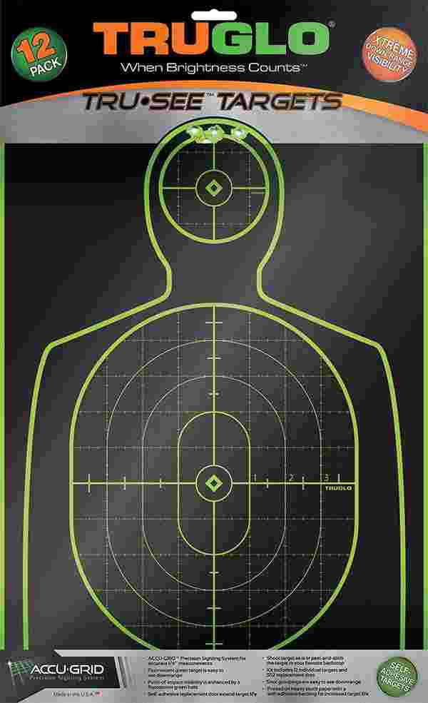 TruGlo Tru-See TG13A12BB Handgun Targets, Self-Adhesive, 12-Pack