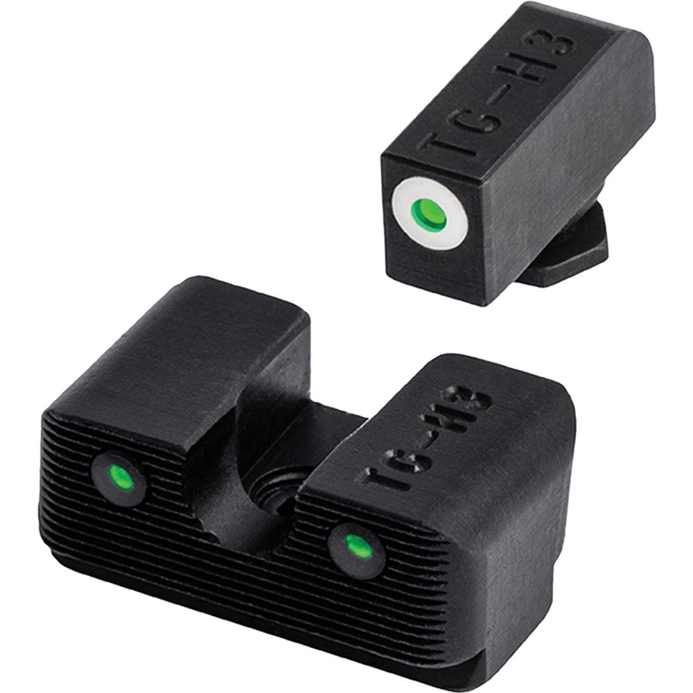 Truglo Tritium Pro Front/Rear Night Sights, Square Front Low Set, White/Green Tritium