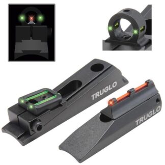 Truglo TG958X Muzzleloader-Brite Fiber Optic Front/Rear Sight Set, Red/Green Black Ghost Ring