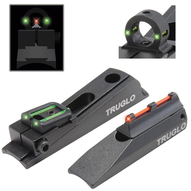 Truglo TG958X Muzzleloader-Brite Fiber Optic Front/Rear Sight Set, Red/Green Black Ghost Ring