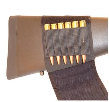 GrovTec Buttstock Cartridge Holder Rifle Ammo Holder with Flap, Cordura, 6-Loop Slip on