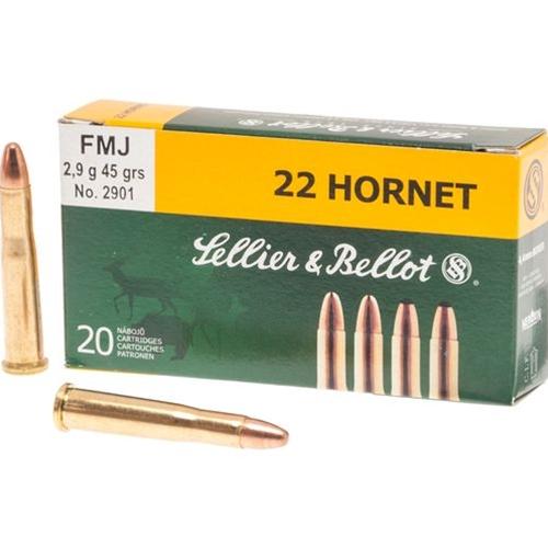 Sellier & Bellot .22 Hornet 45 gr FMJ 20-Round Rifle Ammo