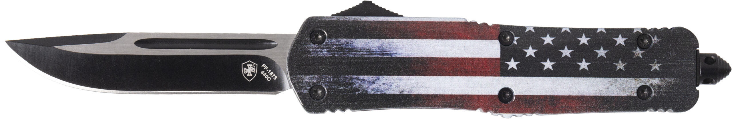 Templar Knife LUS331 Gen II US Flag Large OTF Drop Point 440C SS 3.50 in Black Oxide Stonewashed