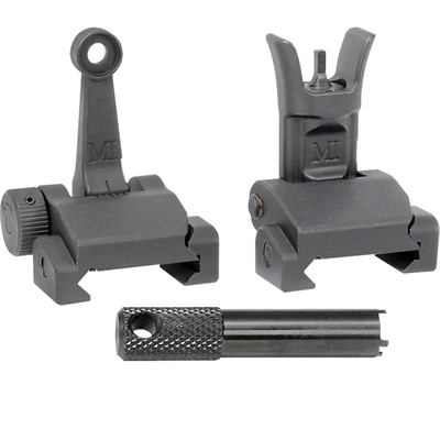 Midwest Industries Combat Rifle Sight Set Flip-Up Front/Rear, Black, 1.50 MOA