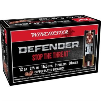 Winchester Defender 12 Gauge 2.75 in #00 Buck Copper Plated Buckshot, 9 Pellets, 10/Box