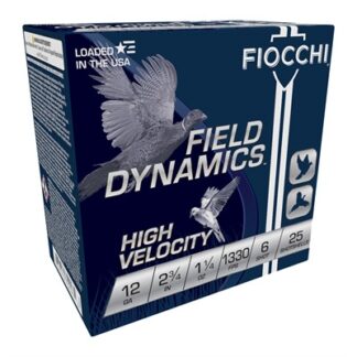 Fiocchi 12 Gauge High Velocity #6 Shot 2.75 in, 1 1/4 oz, 25 Rounds Per Box