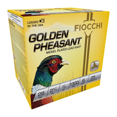 Fiocchi Golden Pheasant Extrema 28 Gauge 2.75 in #6 Shot 7/8 oz 25 Rounds Per Box