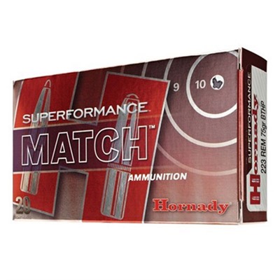 Hornady Superformance Match .223 Rem/5.56 NATO 75 Grain Boat Tail Hollow Point, 20 Rounds