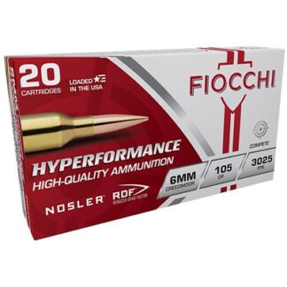 Fiocchi Hyperformance Match 6mm Creedmoor 105 Grain Hollow Point BT, 20 Rounds Per Box