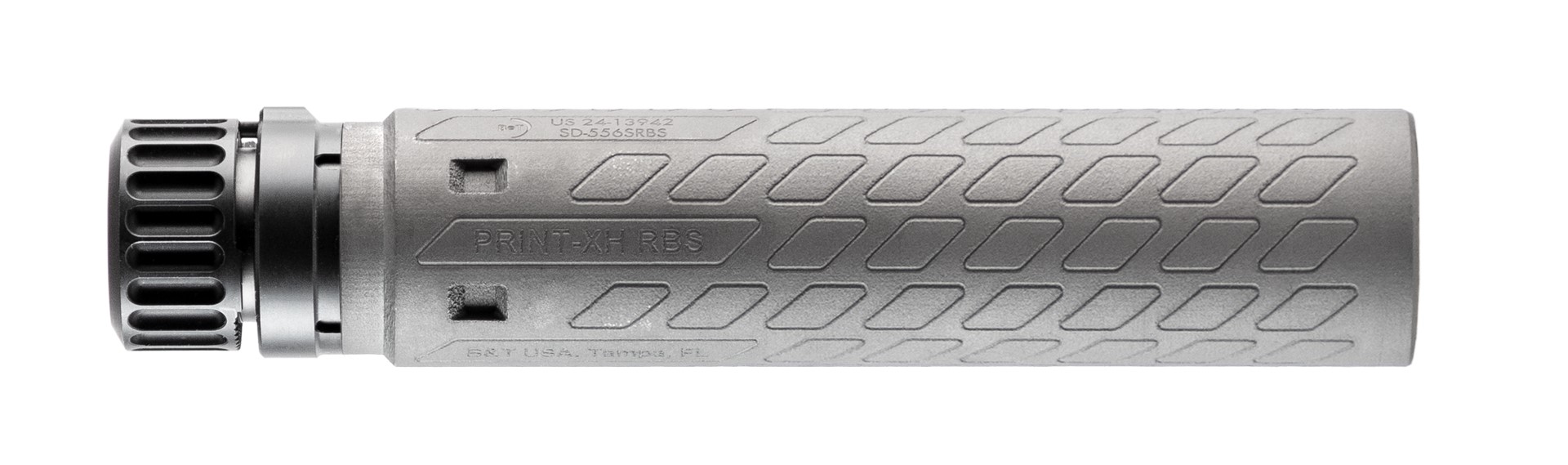 B&T XH556 5.56mm/.223 Rem Suppressor 7.1 in, Gray Anodized, 1.375x24