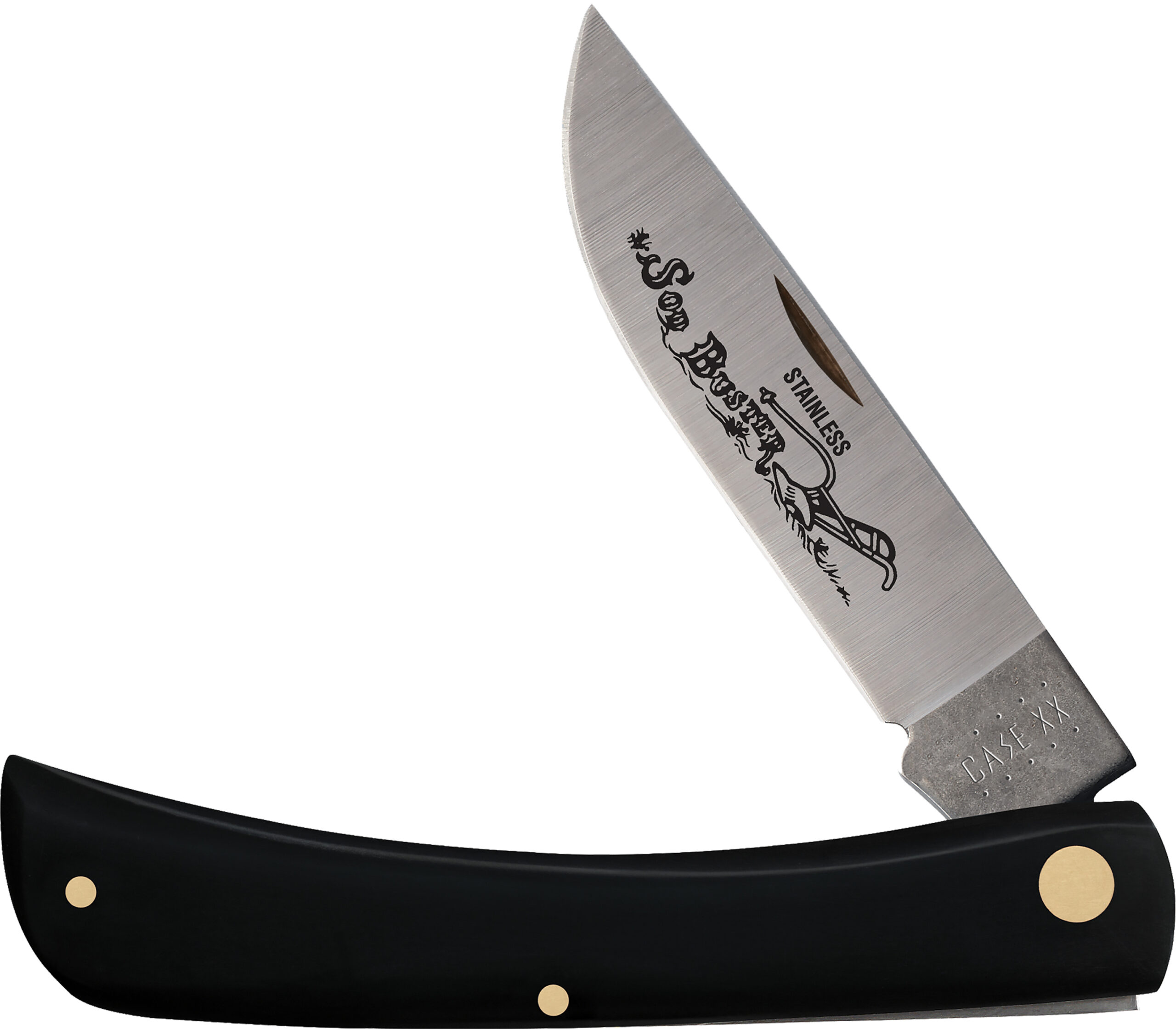 CASE 00092 Sod Buster Folder Knife, 3.70 in Tru-Sharp SS Blade, Black Synthetic Handle