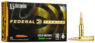 Federal GM65CRD1 Premium Gold Medal 6.5Creedmoor 140gr Sierra MatchKing BTHP 20 Per Box/10 Case