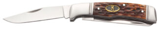 Browning Joint Venture 2.88 in Folding Knife, 8Cr13MoV SS Blade, Brown Jigged Bone Handle