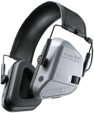 Champion Targets Vanquish Electronic Earmuff, Gray/Black, Rechargeable Li-Ion