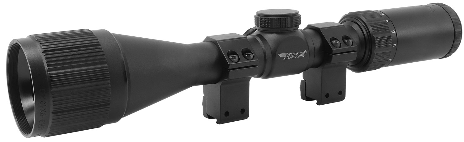 BSA Optics Outlook 3-9x40 Rifle Scope, AO 1in Tube, Mil-Dot, Matte Black