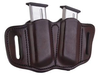 1791 Gunleather MAG2.1 Double Mag Holder for Single Stack Mags, Signature Brown Leather, Belt Slide