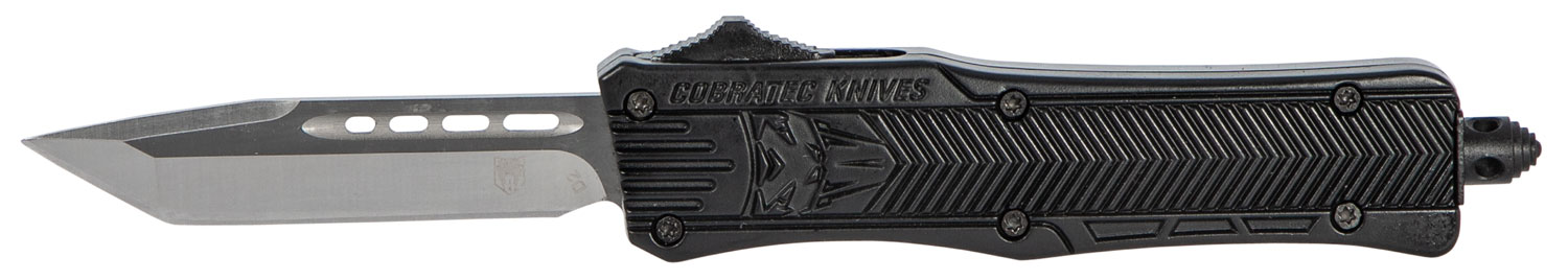 CobraTec CTK-1 Small 2.75 in OTF Tanto D2 Steel Blade, Black Aluminum Handle