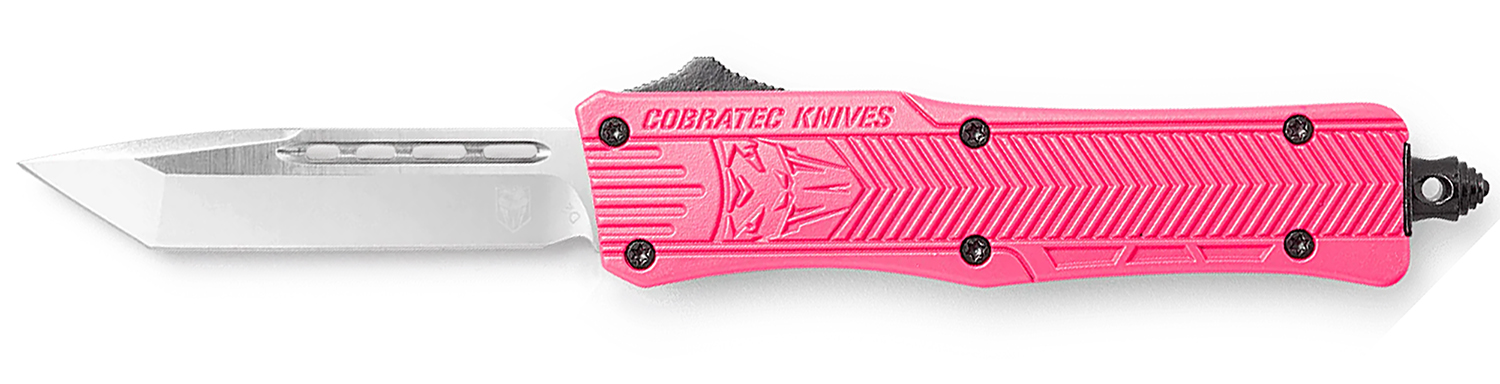 Cobratec Knives CTK-1 Small 2.75 in Tanto D2 Steel Blade Pink Aluminum Handle