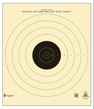 Action Target SR-1 100-Yard Sighting Military Bullseye Tagboard Hanging Target, 21 in x 21 in, Black/White