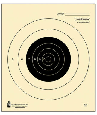 Action Target B-16 25-Yard Pistol Target, Hanging Bullseye Tagboard, Black/White, 100-Pack