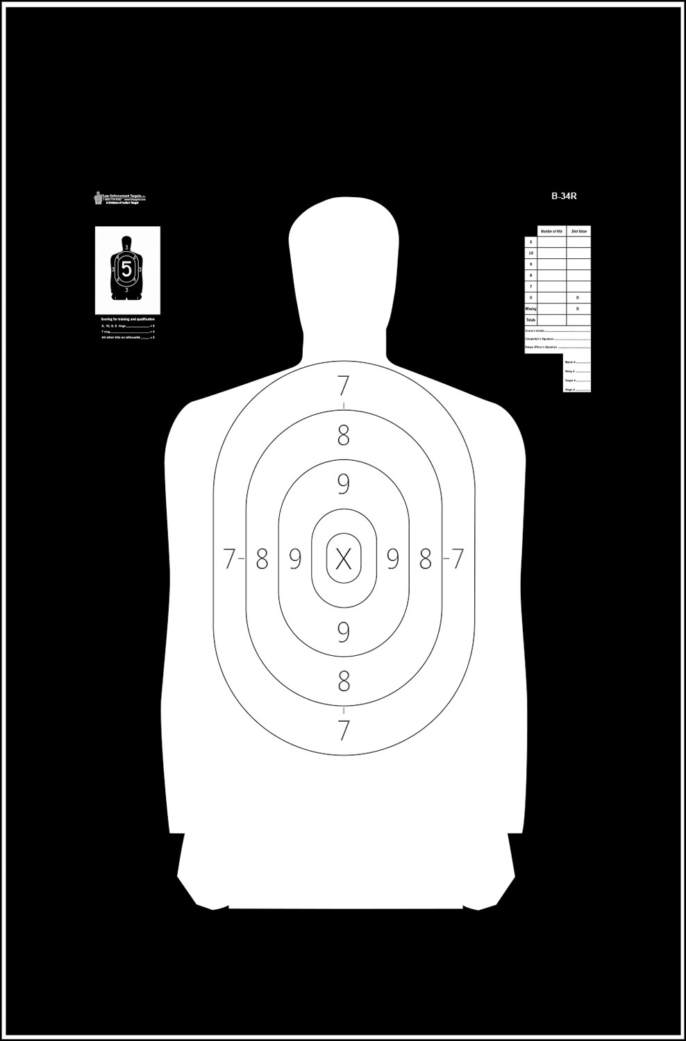 Action Target B-34R Reverse Qualification Target, Ivory Silhouette, 17.5 in x 23 in, 100/Box