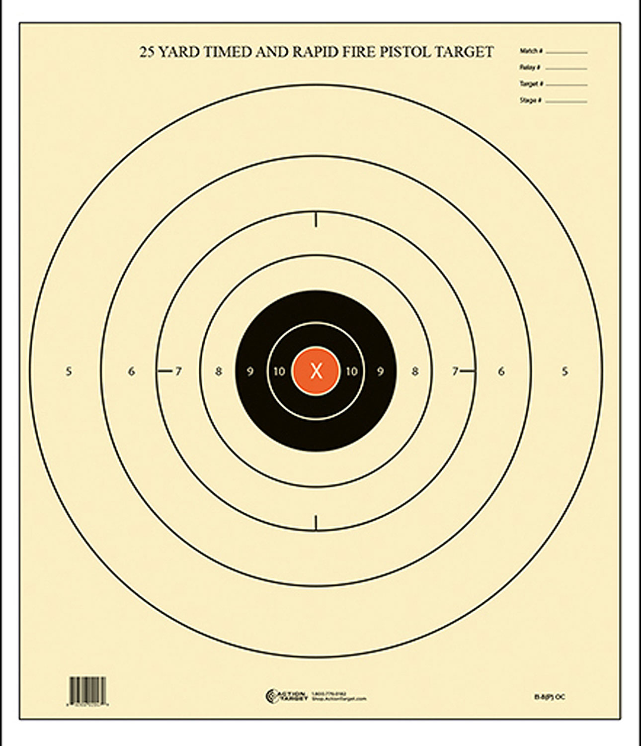 Action Target B8POC100 B-8 Timed and Rapid Fire Bullseye Paper Target, 21 x 24 in, 100/Box