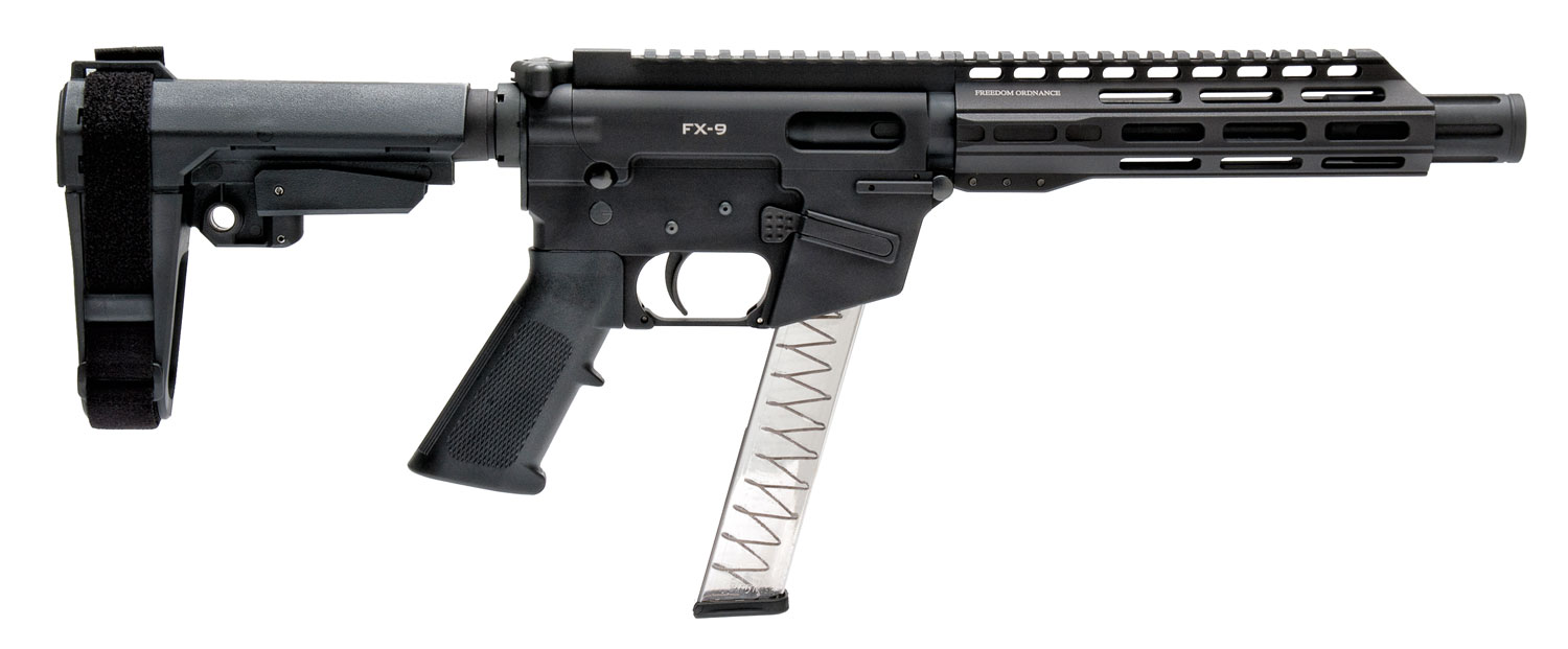Freedom Ordnance FX-9P8S FX-9 9mm Luger 8" 31+1 Black Anodized Black Polymer SBA3 Pistol Brace