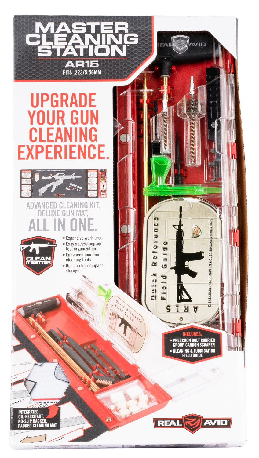 Real Avid Master Cleaning Station AR-15 .223 Rem/5.56 NATO Rifle Cleaning Kit, 17.3 in