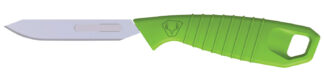 HME Super Lite Replace-a-Blade Knife Tanto Plain Blade, Green TPR/PP Handle, Stainless Steel, Includes 5 Blades