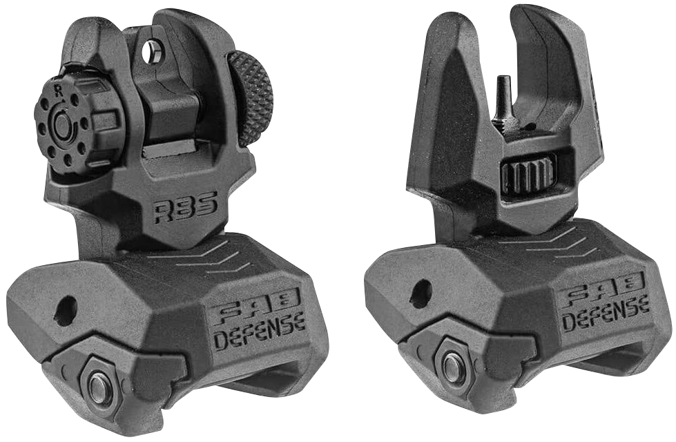 FAB Defense FXFRBS Front/Rear Folding Back-Up Sights, Dual Aperture Rear, Black Polymer/Metal