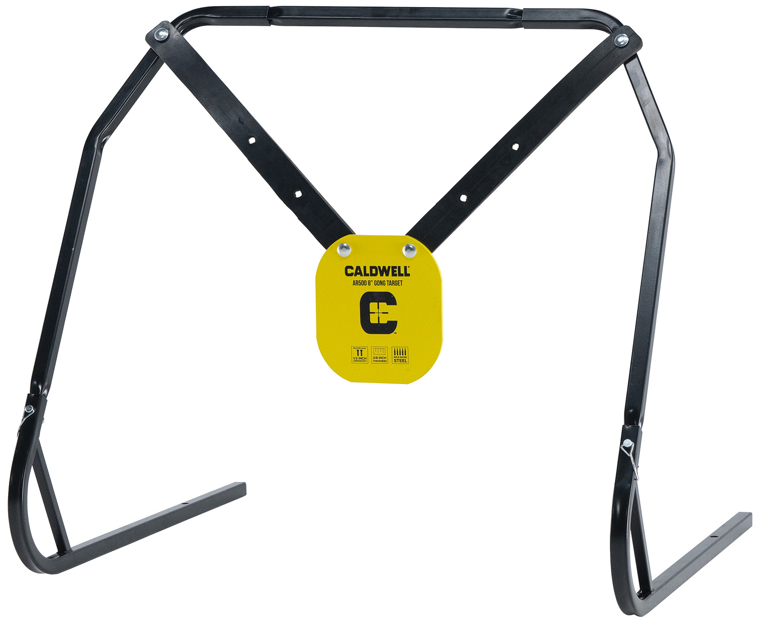 Caldwell 1140016 8" Yellow AR500 Steel Gong Target with Hanging Stand and XL Strap Hangers