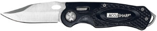 Accusharp 703C Sport 3in Folding Plain Blade Stainless Steel/Black Anodized Aluminum