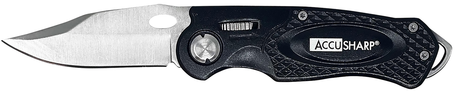 Accusharp 703C Sport 3in Folding Plain Blade Stainless Steel/Black Anodized Aluminum